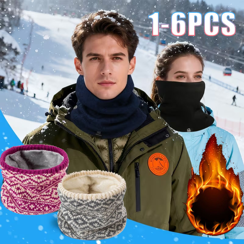 Neck Gaiter Fleece - 1-6PCS Winter Knit Neck Gaiter Fleece